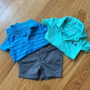 under armour - 2 polo onesies & 1 pair of shorts 
0-3 months